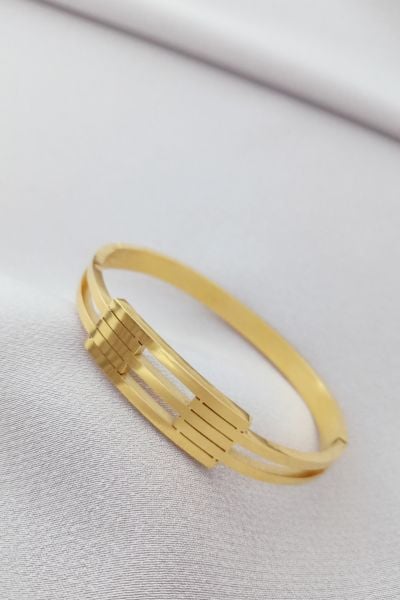 Çelik kaburga bileklik gold