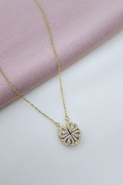 Çelik mıknatıslı kolye gold
