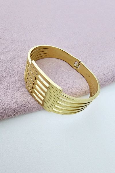 Çelik kaburga bileklik gold