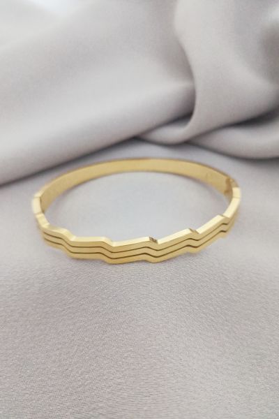 Zikzak çelik bileklik gold