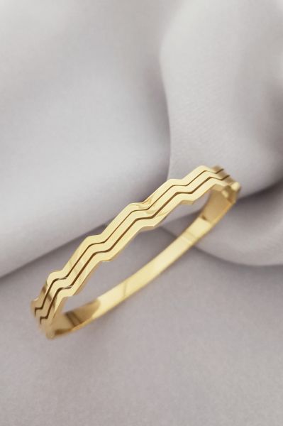 Zikzak çelik bileklik gold