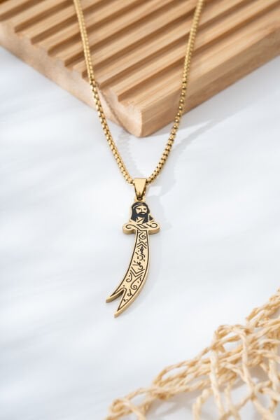 Altın Renk Çelik Zülfikar Kılıcı Kolye