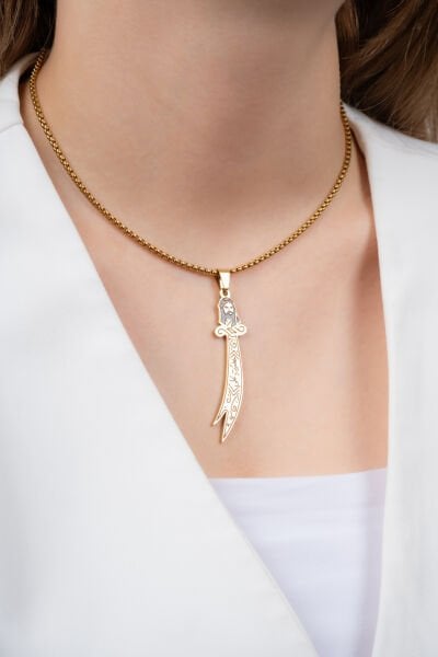 Altın Renk Çelik Zülfikar Kılıcı Kolye