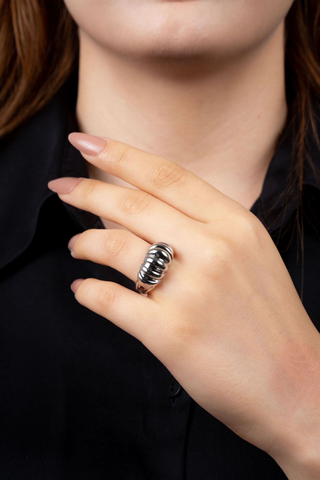 Silver Bombe Detaylı Yüzük