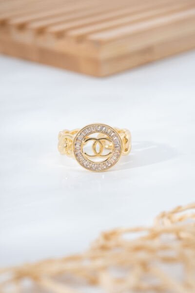 Gold Taş Detaylı Zincir Model Yüzük