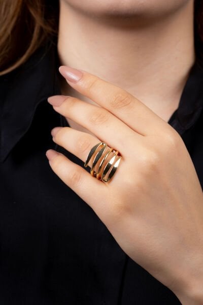 Gold Spiral Formlu Modern Yüzük