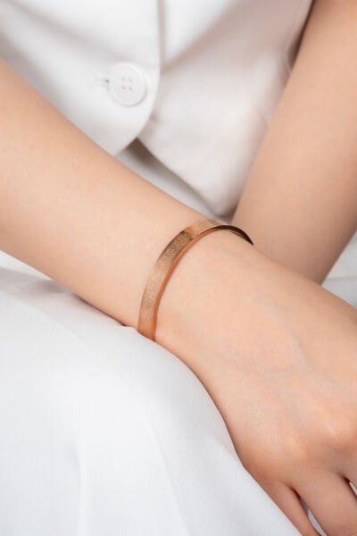 Rose Gold Renk Çelik Ayetel Kürsi Yazılı Bileklik 8 mm