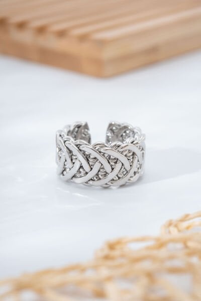 Silver Kalın Örgü Desenli Yüzük