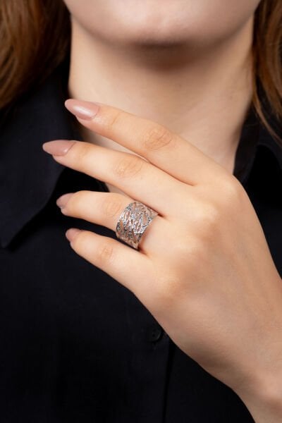 Silver Yaprak Motifli Yüzük