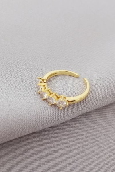Çelik 5 taş yüzük ayarlanabilir gold