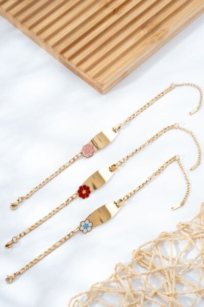 Gold Çiçek Figürlü Bileklik (Renk Seçenekli)