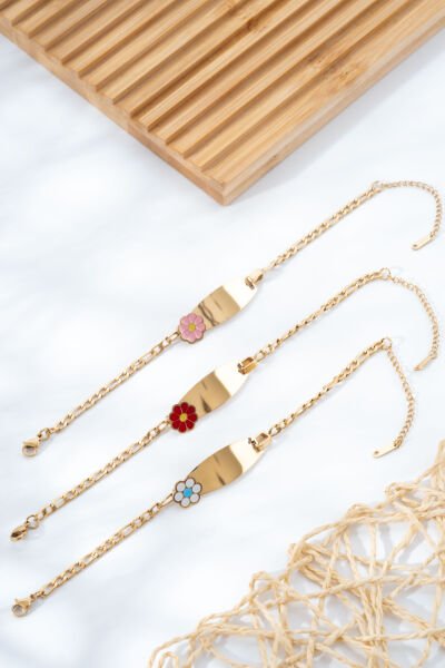 Gold Çiçek Figürlü Bileklik (Renk Seçenekli)