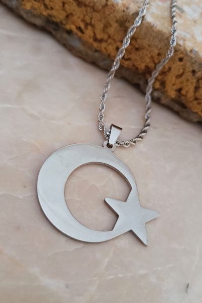 Erkek Ayyıldız çelik kolye