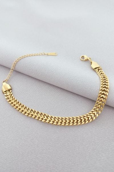 Çelik balıksırtı bileklik gold