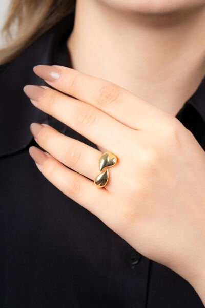 Gold Damla Formlu Yüzük