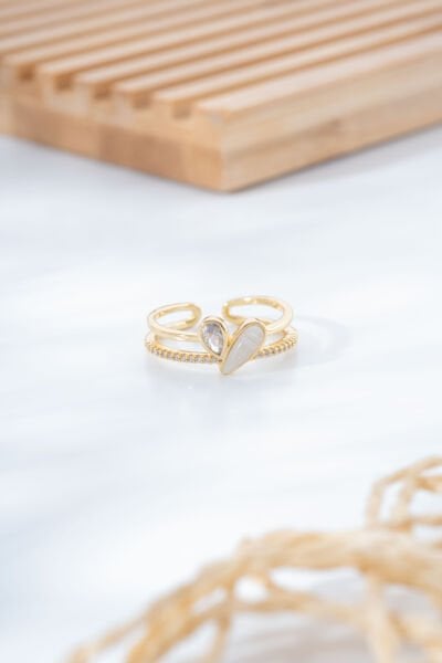 Gold Sedef Taşlı Yüzük