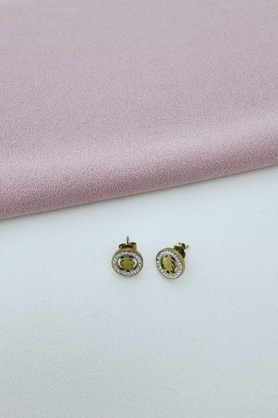 Çelik minimal taşlı küpe