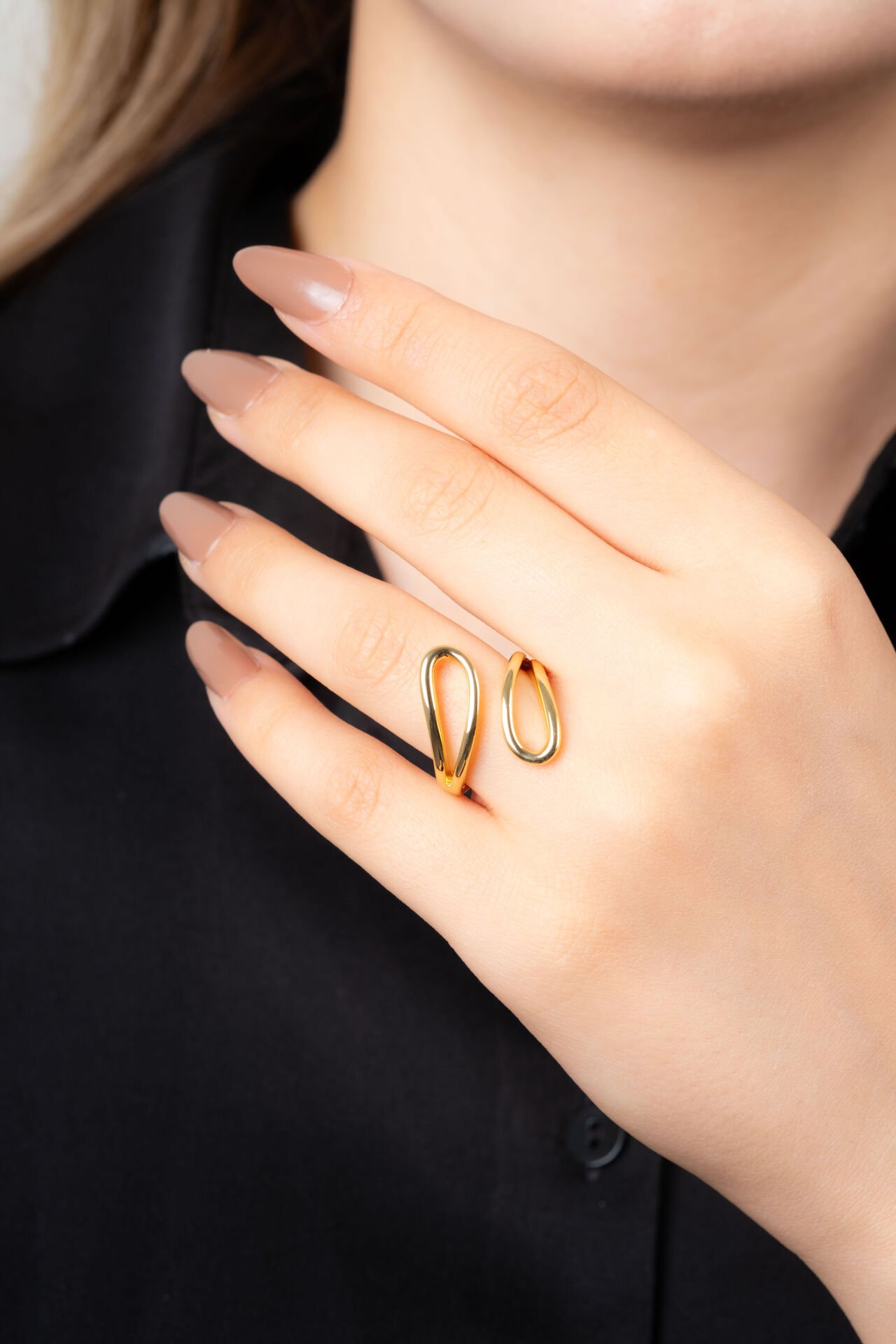 Gold Çift Tel Detay Yüzük