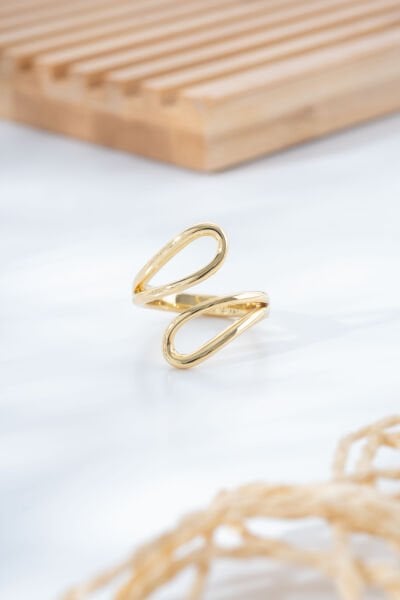 Gold Çift Tel Detay Yüzük