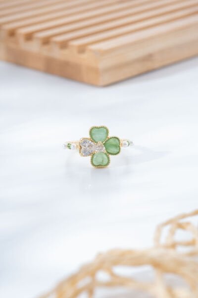 Yeşil Yonca Motifli Yüzük