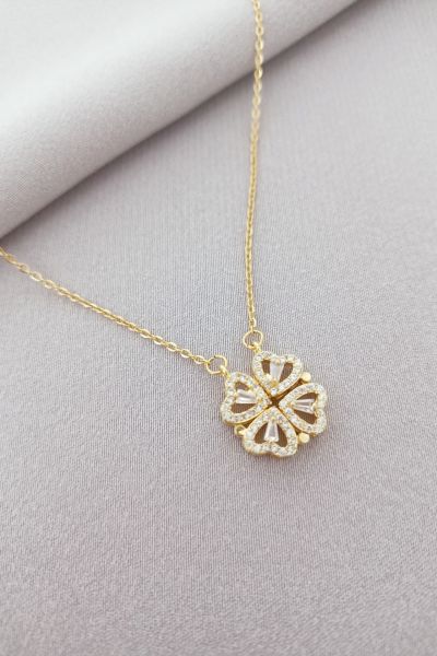 Çelik mıknatıslı kolye gold