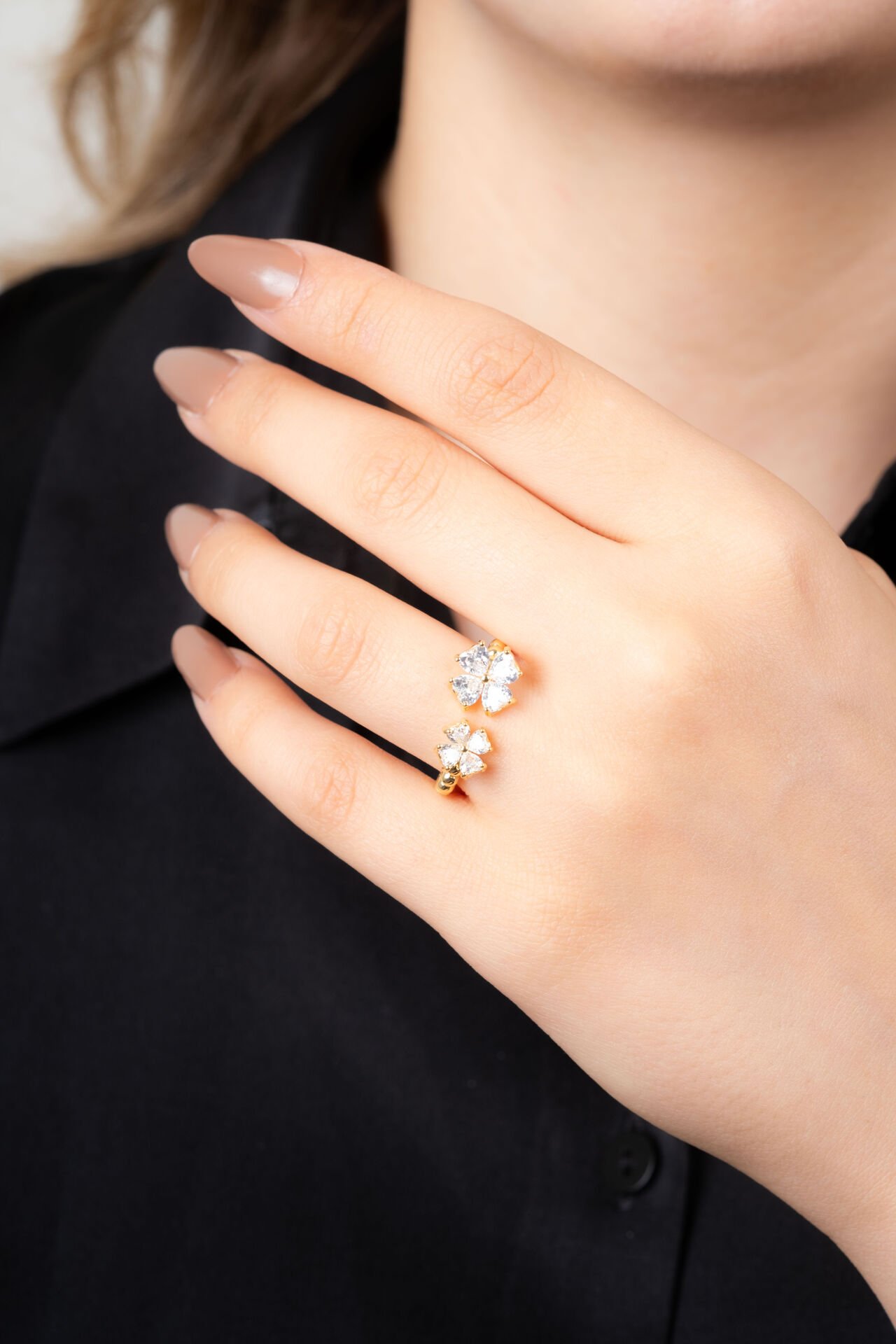 Çift Taşlı Yonca Yüzük