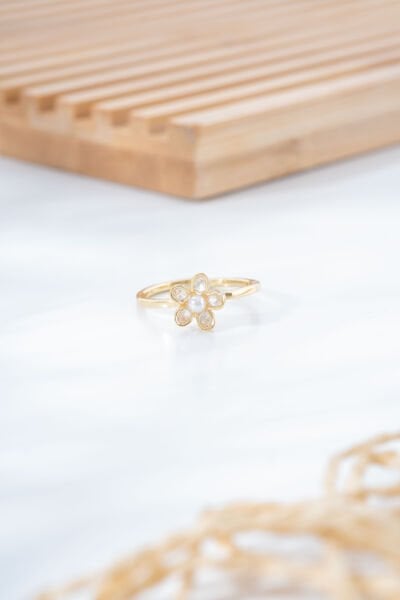 Gold İnci Taşlı Tel Yüzük