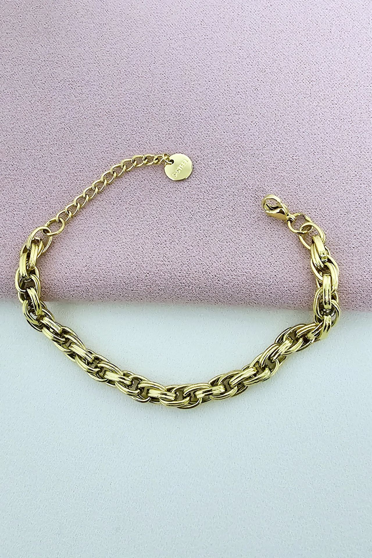 Gold Örgü Zincir Çelik Bileklik
