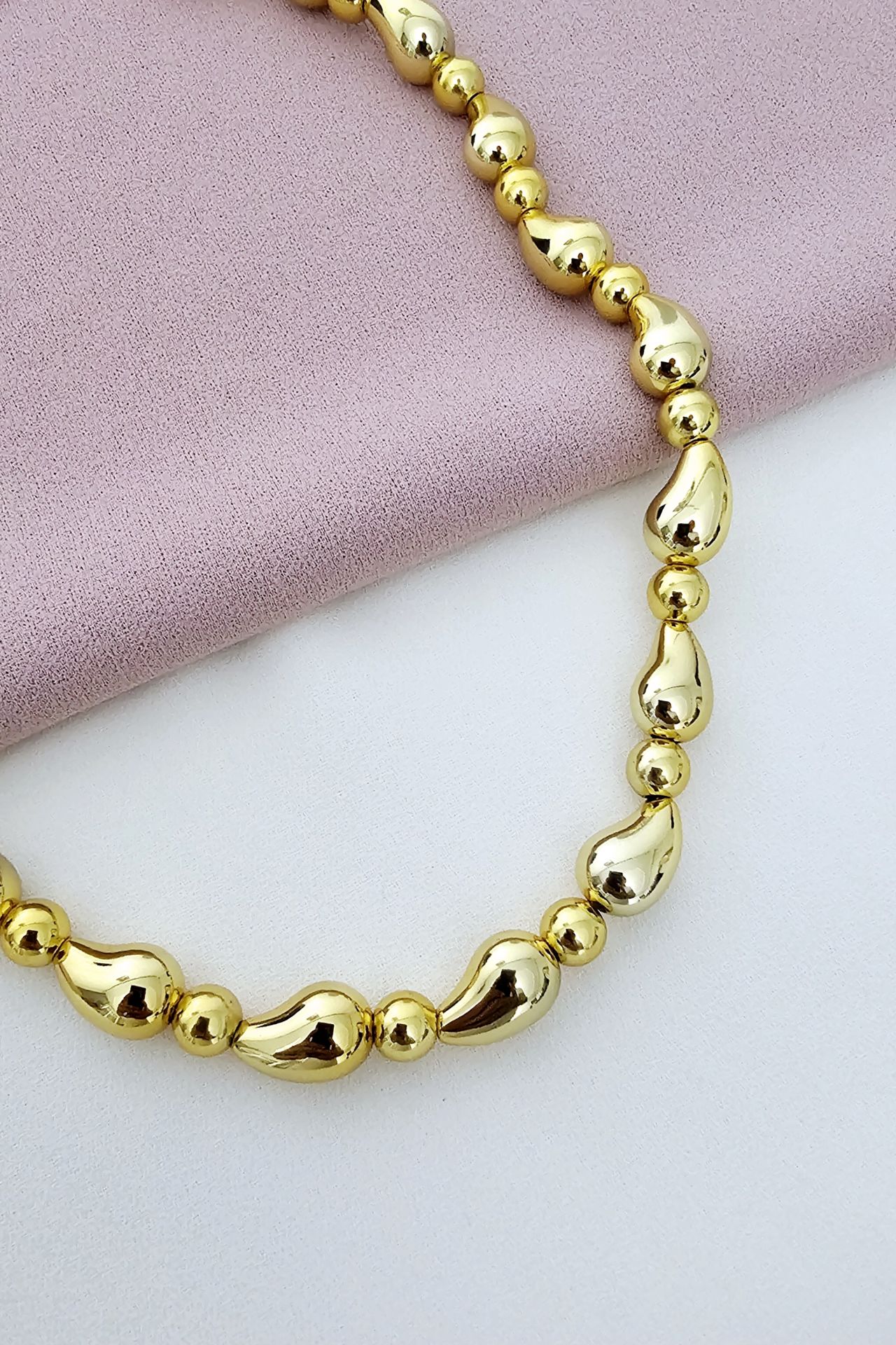 Çelik damla kolye gold