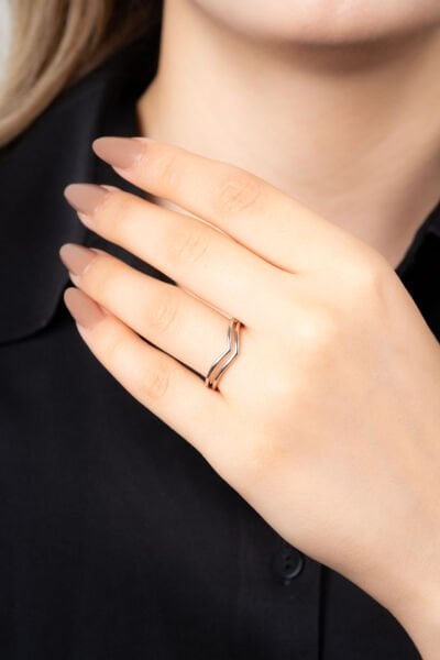 Silver Çift Kat V Form Yüzük