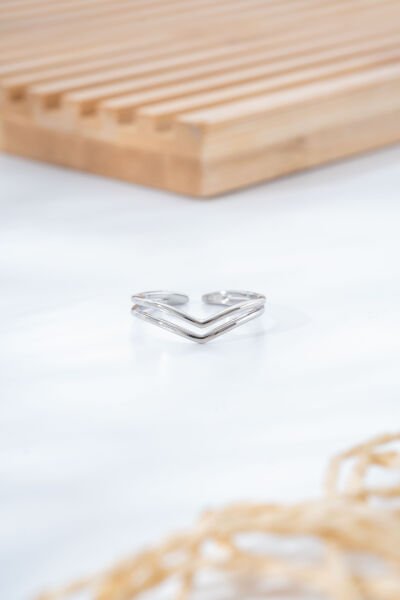 Silver Çift Kat V Form Yüzük