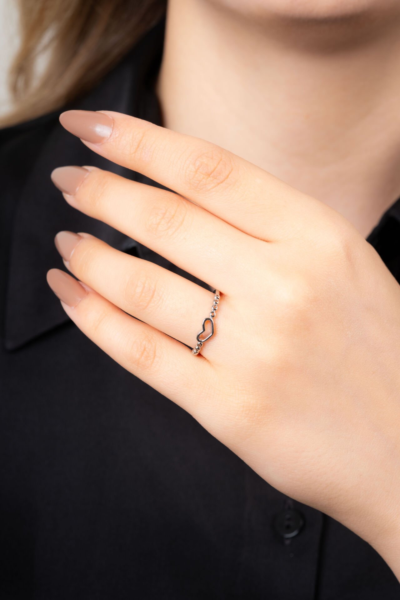 Silver Kalp Detaylı Yüzük