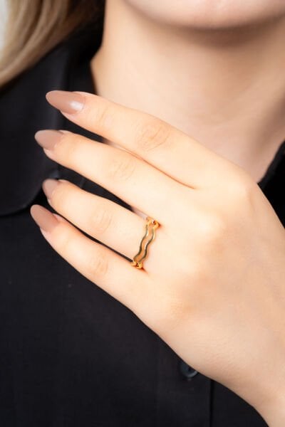 Gold Çift Dalgalı Yüzük