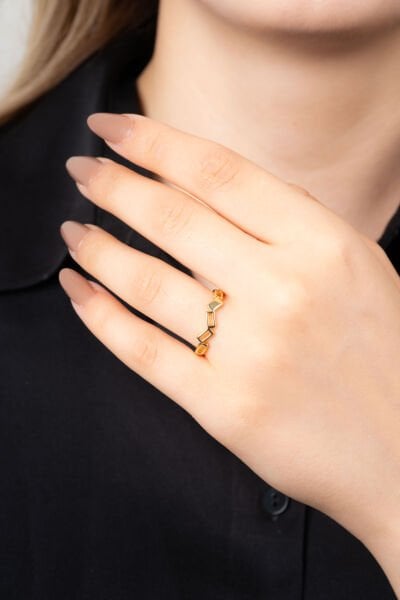 Gold Geometrik Tasarımlı Yüzük