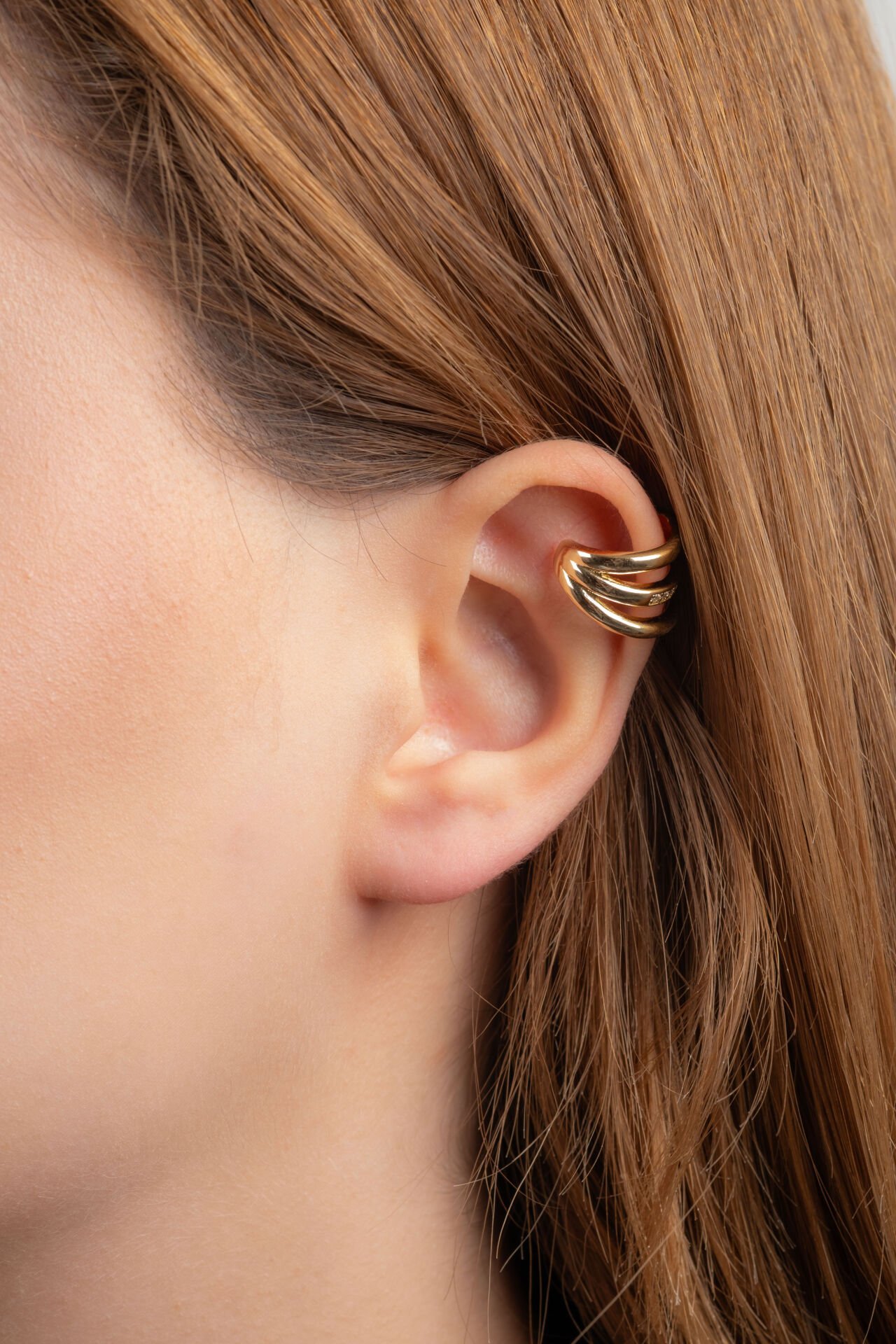 Altın Renk Üç Halkalı Ear Cuff (Tek Adet Fiyatıdır)