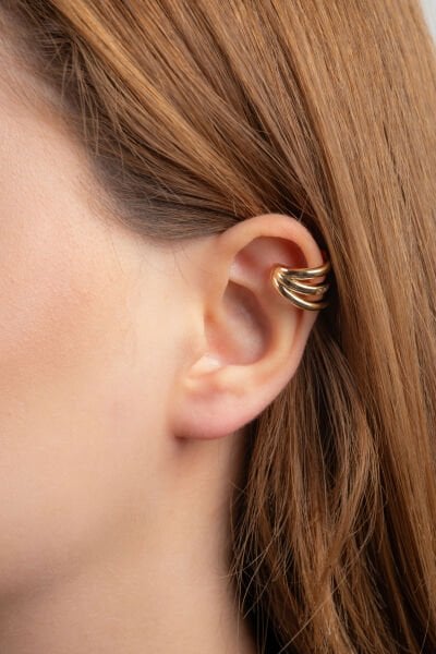 Altın Renk Üç Halkalı Ear Cuff (Tek Adet Fiyatıdır)