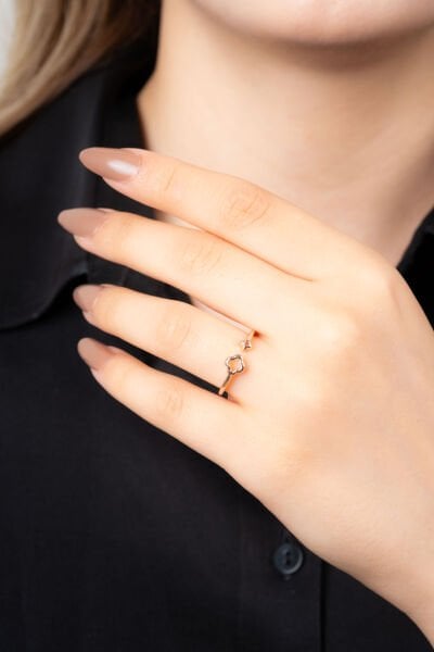 Bakır Çiçek Figürlü Yüzük