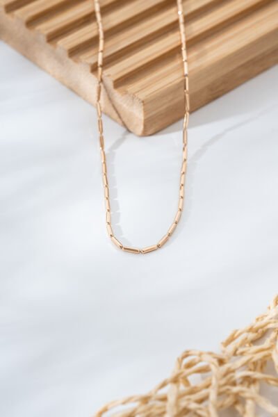 Silindirik Zincir Detaylı Rose Gold Kadın VIP Kolye