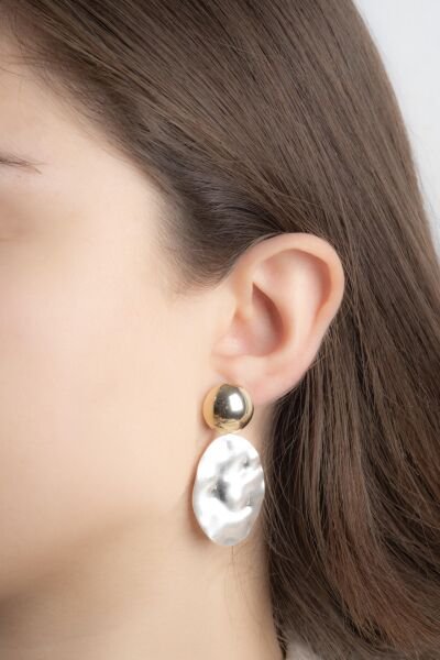 Gold Metalik Zarif Dalga Küpe