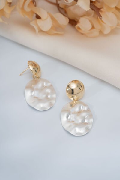 Gold Metalik Zarif Dalga Küpe