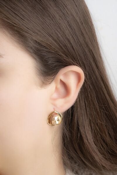 Gold Kristal Köşegen Küpe