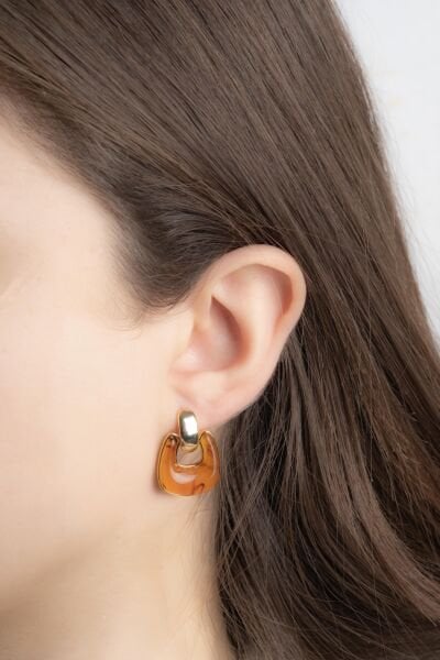 Gold Amber Işık Küpe