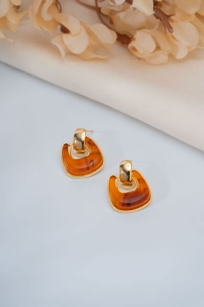 Gold Amber Işık Küpe