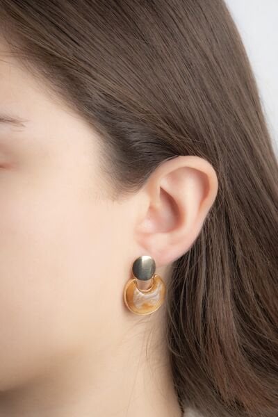 Gold Amber Hilal Küpe