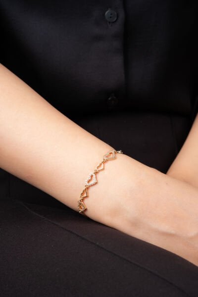 Rose Taşlı Kalpli Bileklik