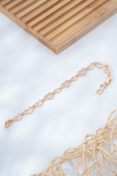 Rose Taşlı Kalpli Bileklik