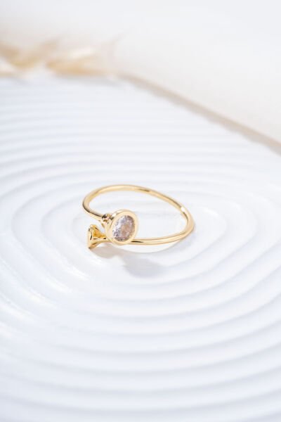 Gold Mini Taşlı Meşale Yüzük