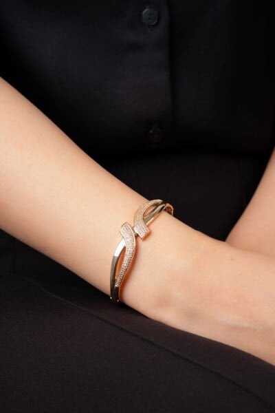 Rose Dalga Taşlı Kelepçe