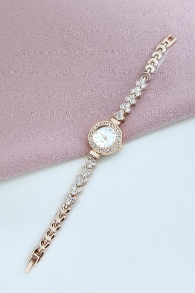 Rose Gold Taşlı Zarif Kadın Kol Saati