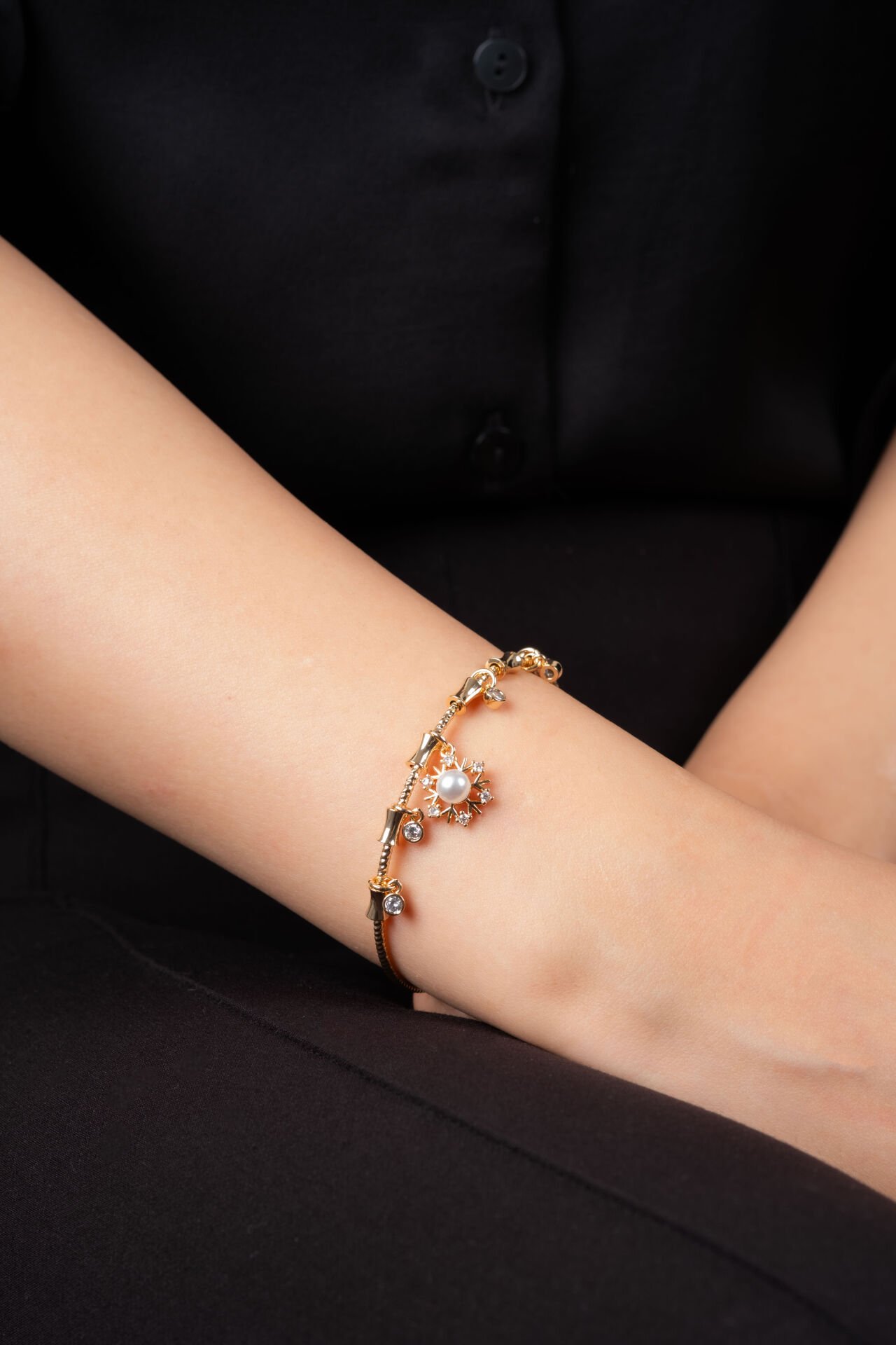 Rose İnci Detaylı Güneş Bileklik